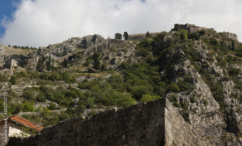 Fortress on the mountain in Montenegro. The city of Kotor.