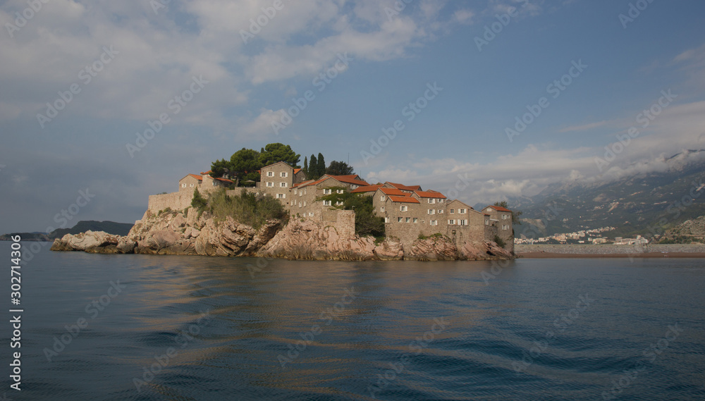 The coast of Montenegro. St. Stephen's Island.