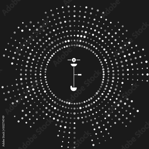 White Grass and weed electric string trimmer icon isolated on grey background. Grass clipper, lawn mower isolated on white background. Abstract circle random dots. Vector Illustration