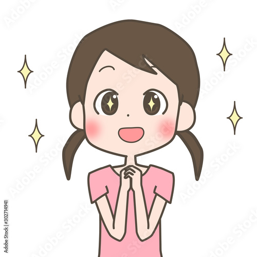 目を輝かせる女の子