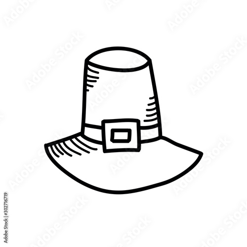 pilgrim hat doodle icon, vector illustration photo