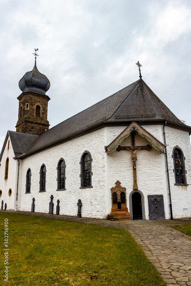 St. Martin's Church in Hachiville, Luxembourg, exterior partial view