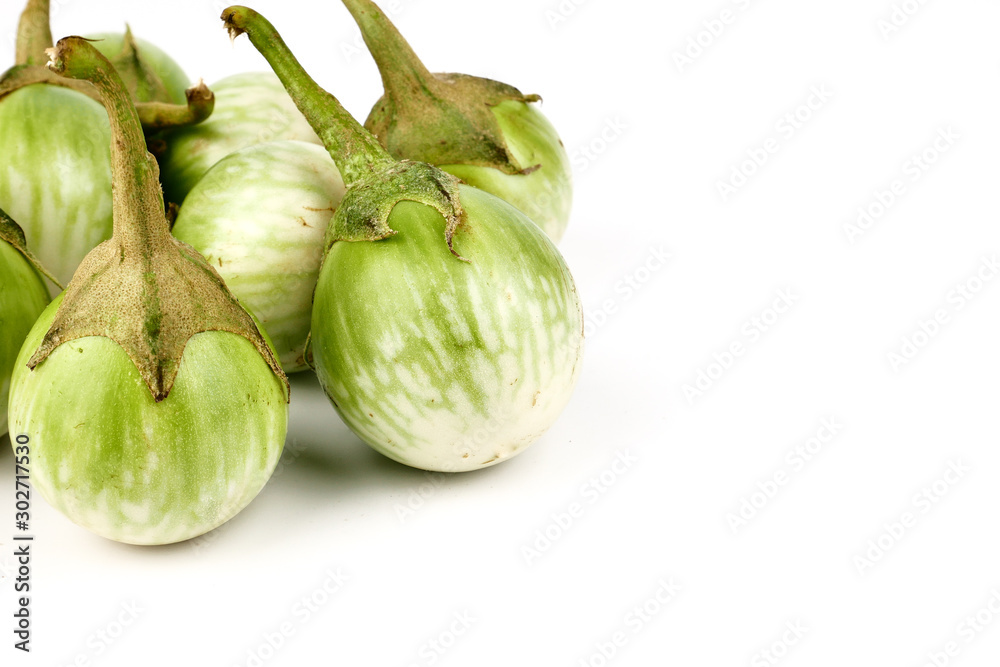 Thai Eggplant isolated on a white background, element of thai food concept Thai Eggplant isolated on a white background, element of thai food concept