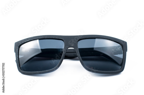 Black sunglasses isolated on white background.Copy space