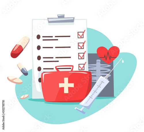 Flat medical paper document for health insurance