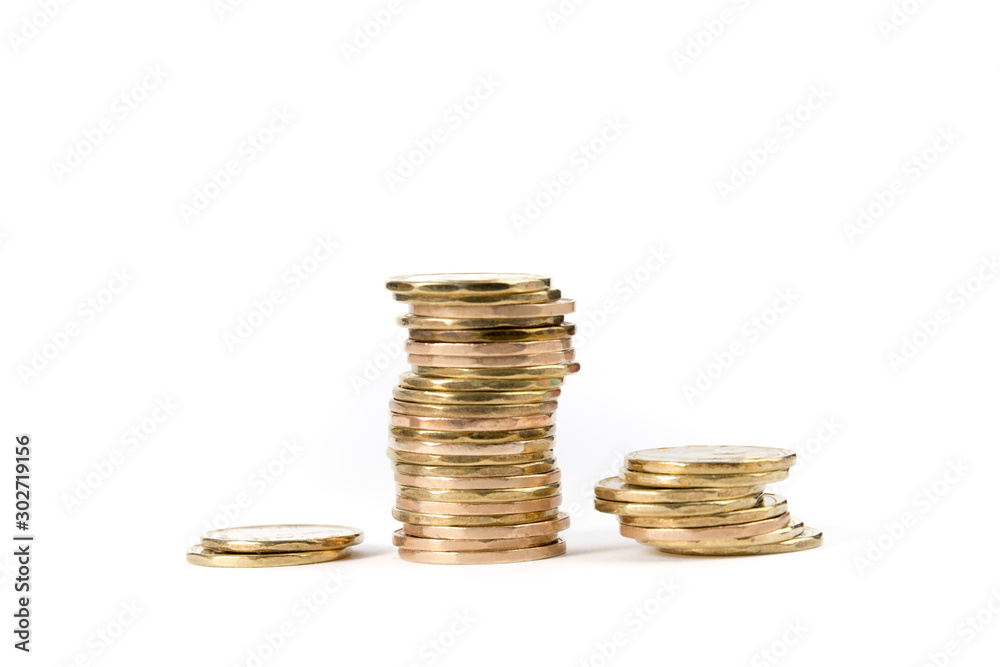 rough stacks of unidentified gold coins isolated on white rough stacks of unidentified gold coins isolated on white