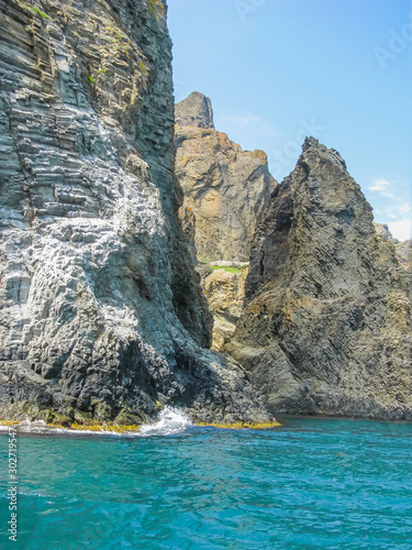 Crimean Coast, Picturesque Frozen Rocks, Mysterious Figures and Relief