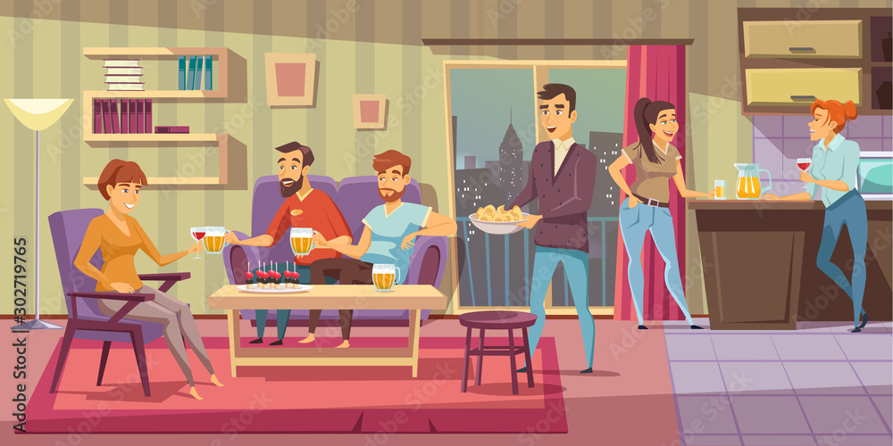 Home party flat vector illustration