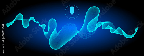 Voice Recognition with a microphone and soundwaves - illustration