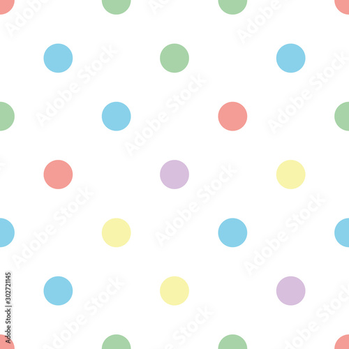 Seamless polka dot pattern in different colors. Colorful theme. Sipmle flat vector wallpaper.