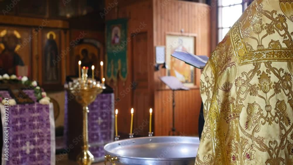 The holy father reads a prayer in the church before the ritual of ...