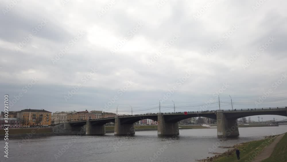 View of the embankment of the Volga River. The ancient Russian city of Tver. View of the embankment of the Volga River. The ancient Russian city of Tver.