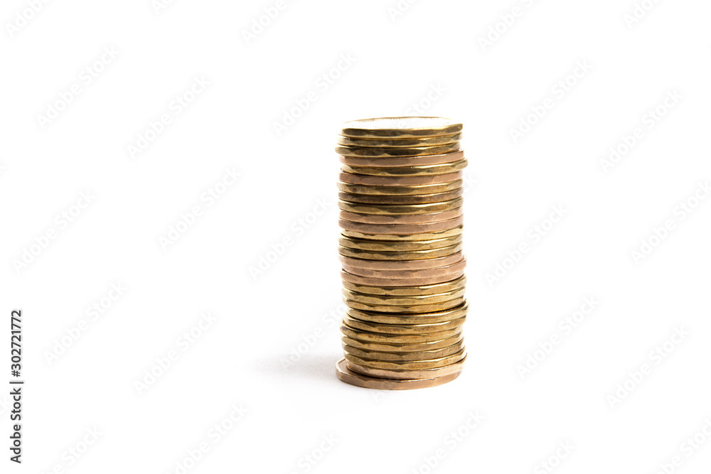 rough stacks of unidentified gold coins isolated on white rough stacks of unidentified gold coins isolated on white