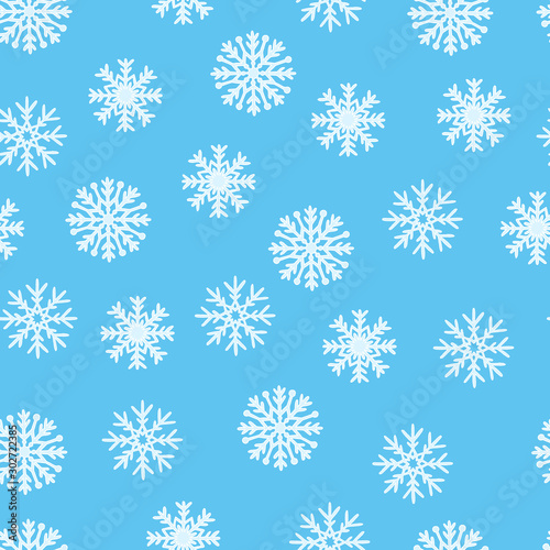 Winter seamless pattern with hand-drawn snowflakes