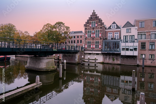 City scenic from the medieval town Gorinchem in the Netherlands at sunset © Nataraj