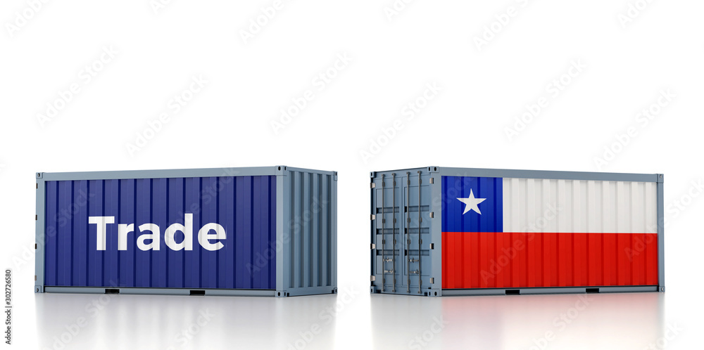 Freight Container with Chile - 3D Rendering