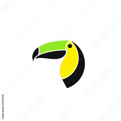 Toucan. Logo. Cute bird. Isolated toucan on white background