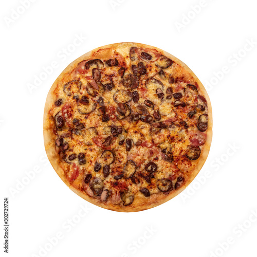 Appetizing pizza isolated on a white background.