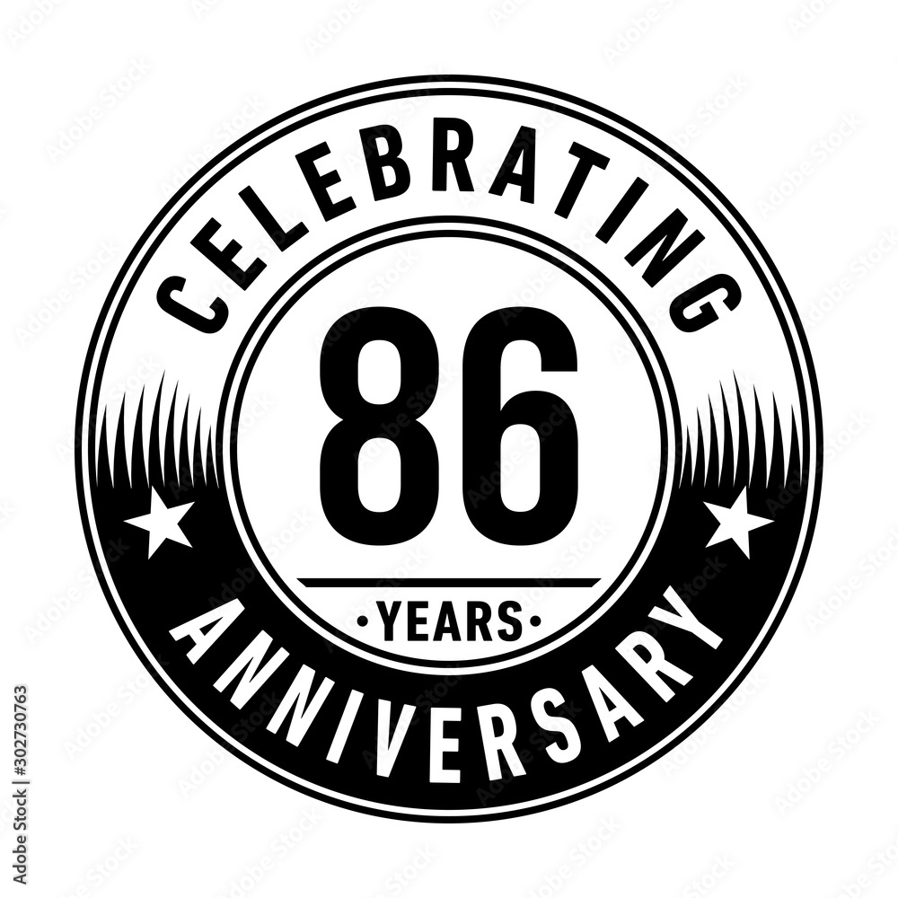 86 years anniversary celebration logo template. Vector and illustration.