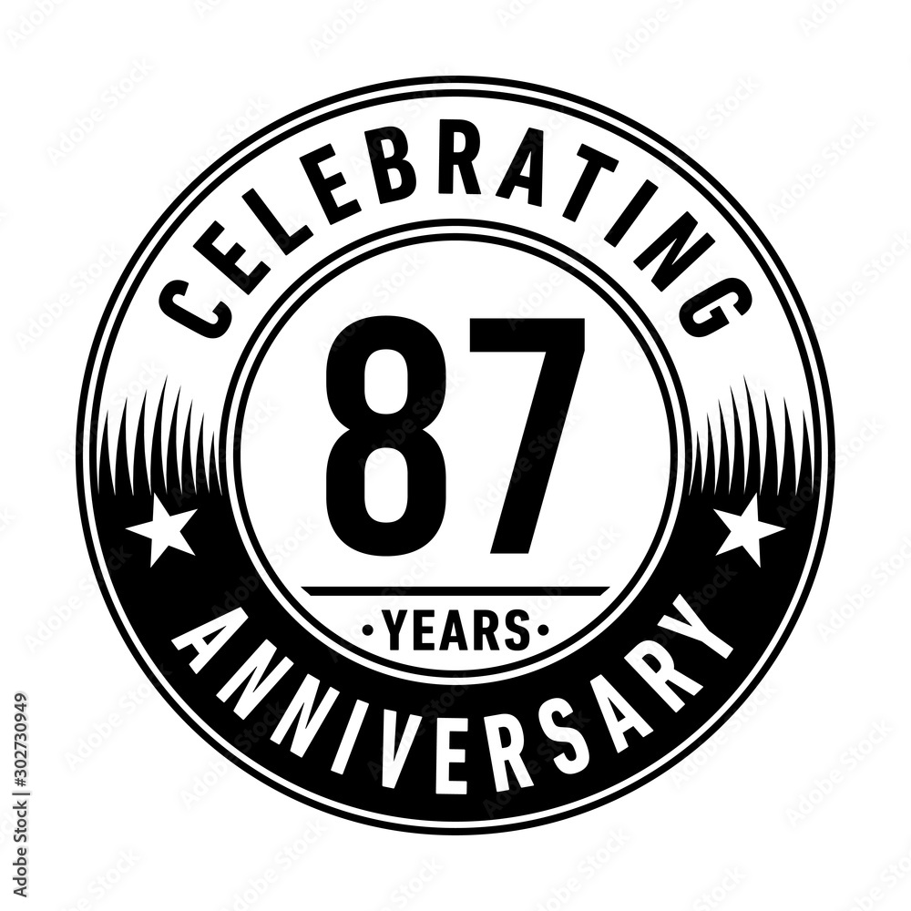 87 years anniversary celebration logo template. Vector and illustration.