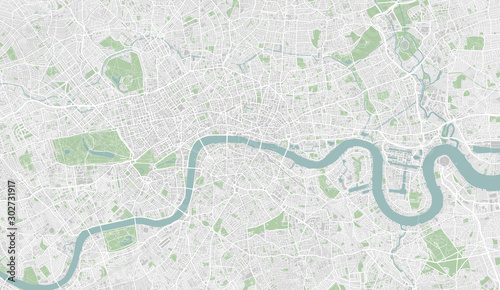 Highly detailed street map of central London, UK photo