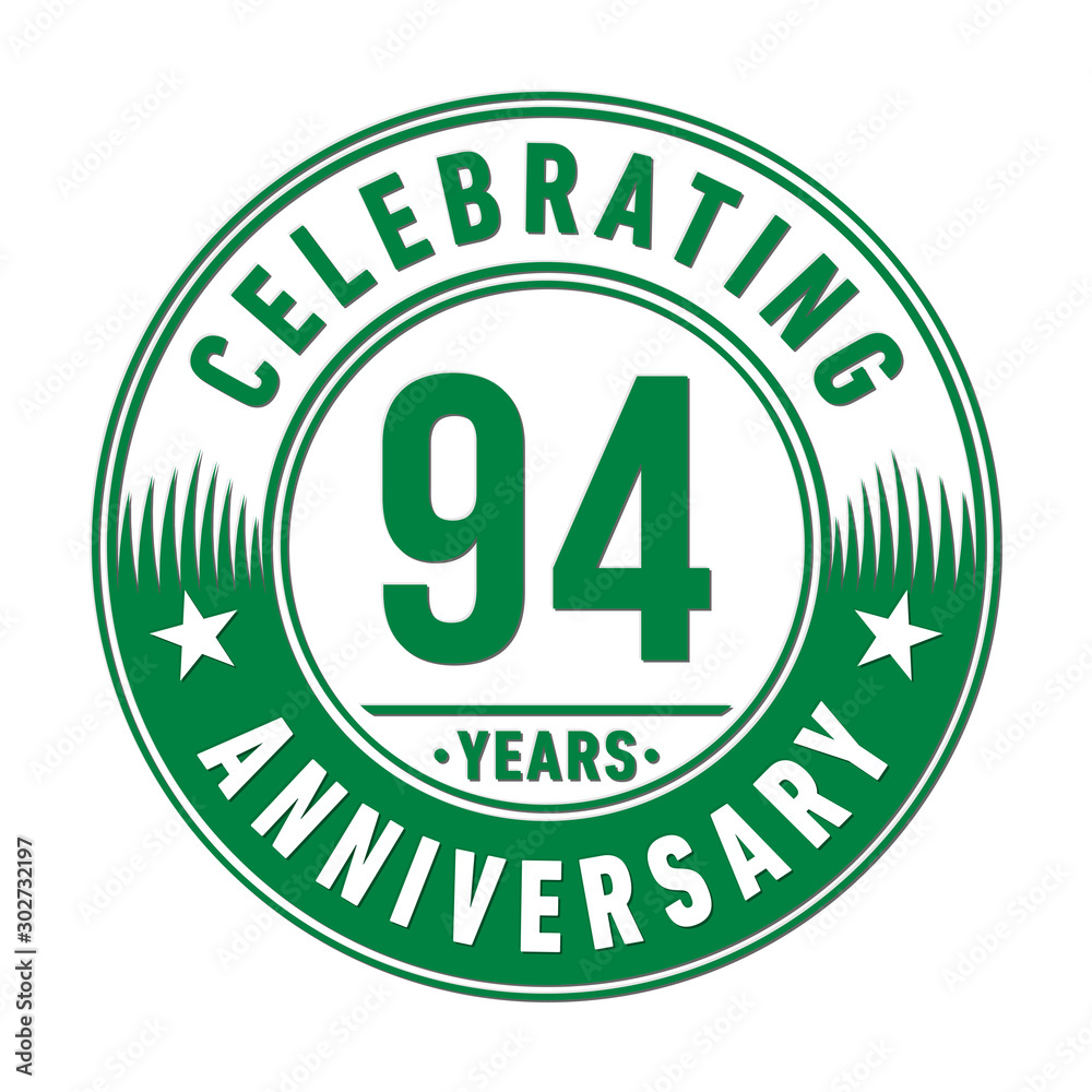 94 years anniversary celebration logo template. Vector and illustration. 94 years anniversary celebration logo template. Vector and illustration.