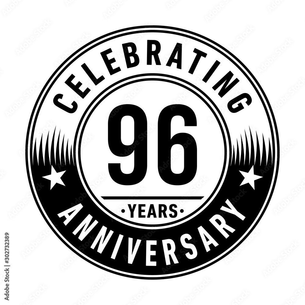 96 years anniversary celebration logo template. Vector and illustration.
