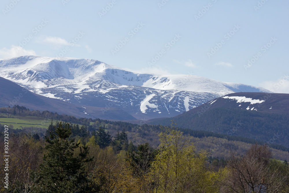 panoramic view of the mountains of the Cairngorms in Scotland, UK