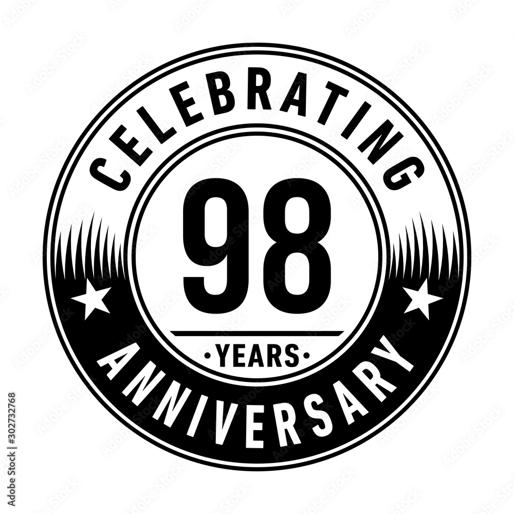 98 years anniversary celebration logo template. Vector and illustration.