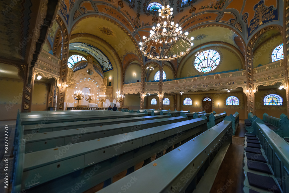 The beautiful interior of the Jewish synagogue
