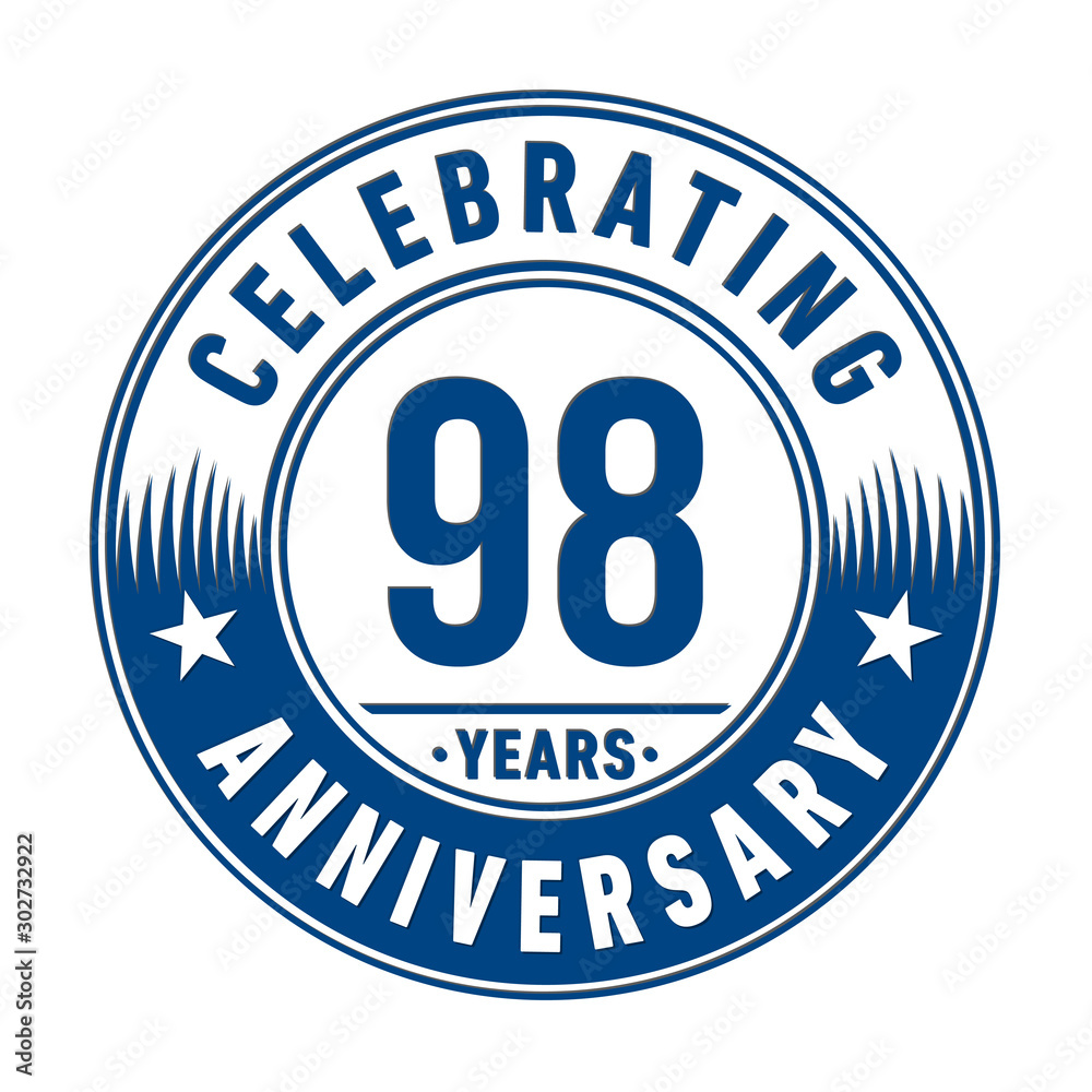 98 years anniversary celebration logo template. Vector and illustration.