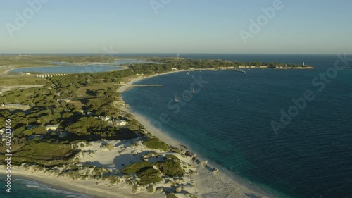 Aerial view Thomson Bay yachts Rottnest Island Perth