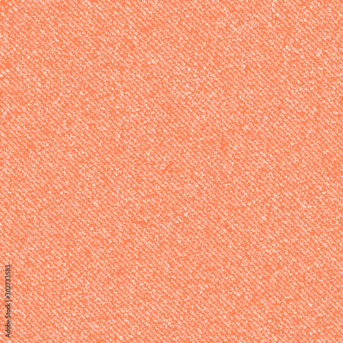 Coral Color Jeans Background. Vector Denim Seamless Pattern. Orange Pink Jeans Cloth. Color of the year 2019 Living Cora