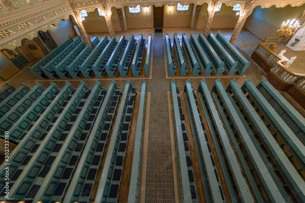 The beautiful interior of the Jewish synagogue The beautiful interior of the Jewish synagogue