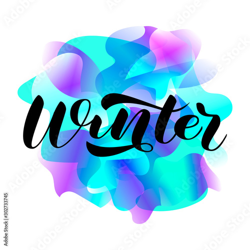 Winter brush lettering. Vector illustration for card or banner