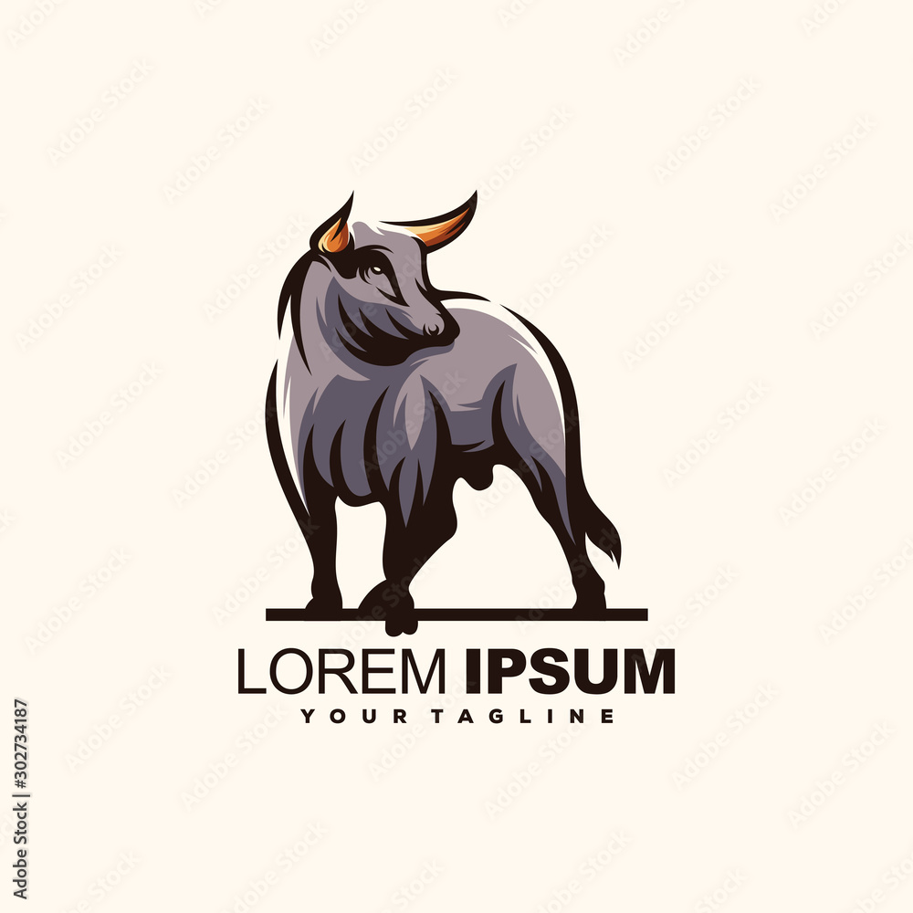 Obraz premium awesome bull standing logo design