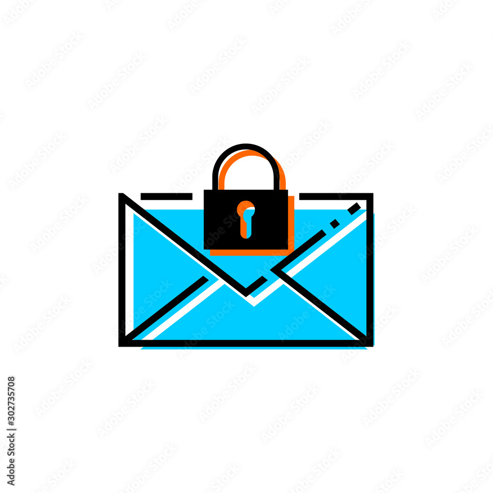 Email Letter Vector Icons, Envelope Cover Communication with keypad locked for privacy message Email Letter Vector Icons, Envelope Cover Communication with keypad locked for privacy message
