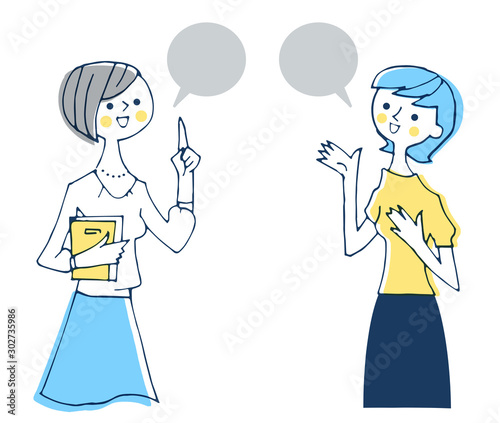会話する女性2人 Stock イラスト Adobe Stock