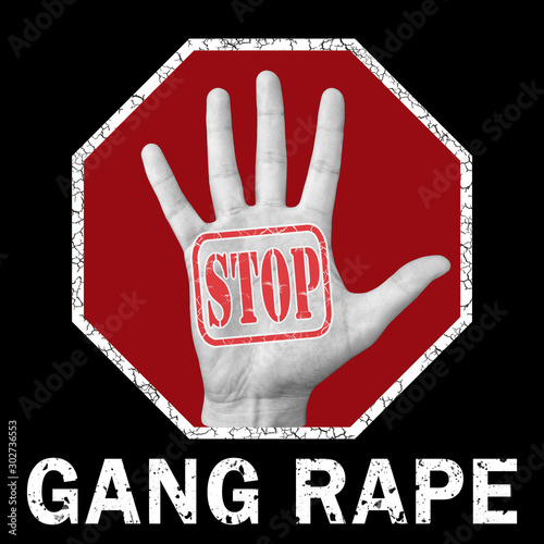 Stop gang rape conceptual illustration. Global social problem