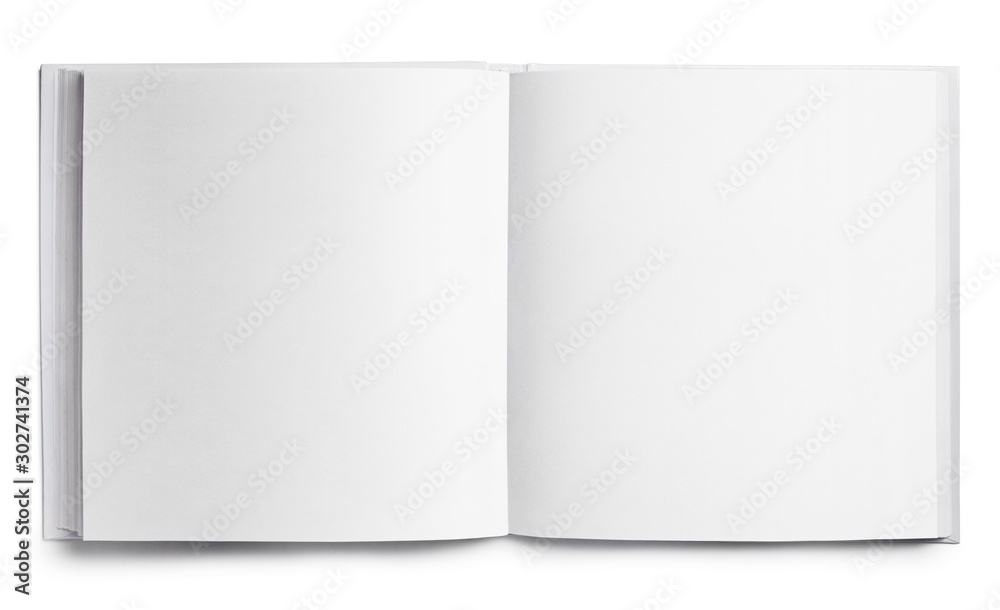 Open square book with blank pages, isolated on white background Open square book with blank pages, isolated on white background