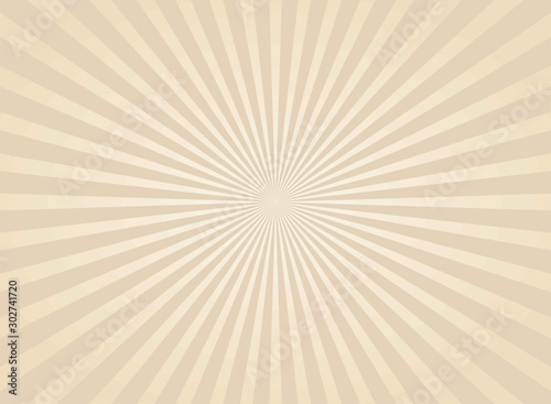 Sunlight wide retro faded background. beige color burst background.