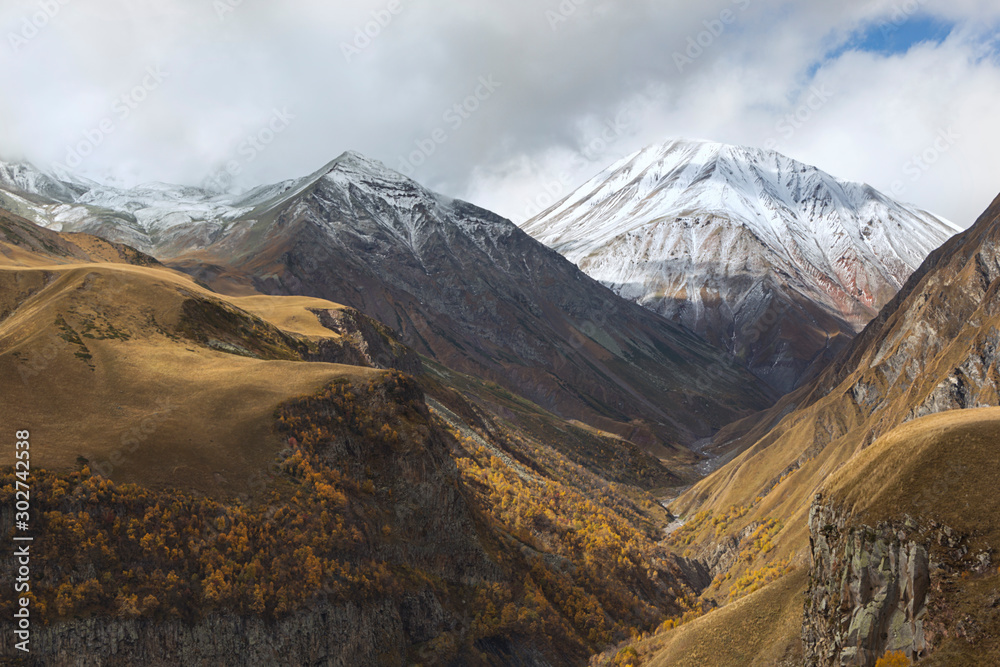 Beautiful views of the mountains in autumn, Georgia Caucasus