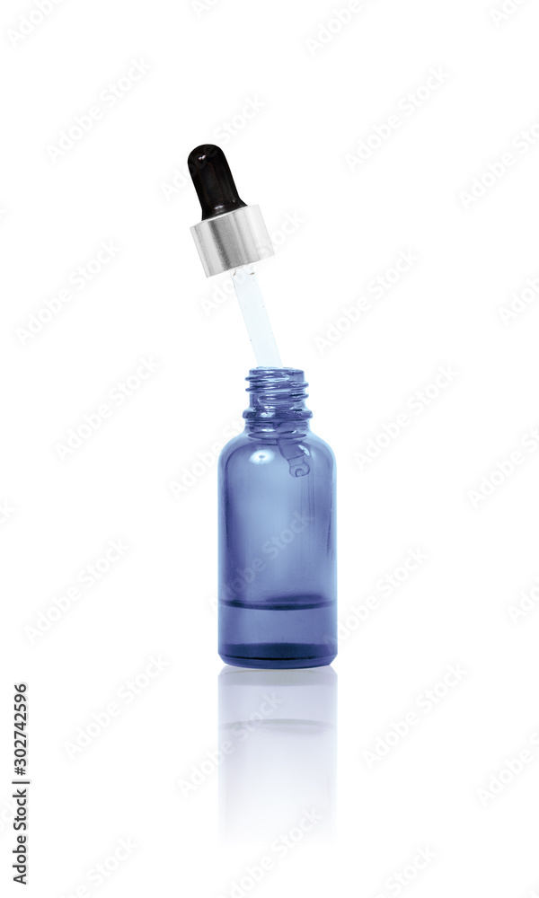 Natural organic oil in blue bottle. Natural organic oil in blue bottle.