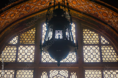 Photography Decorative lamp in the tomb of Akbar the Great