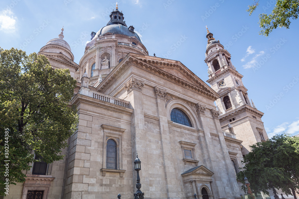St. Stephen's Basilica in Budapest, Hungary. Street view
