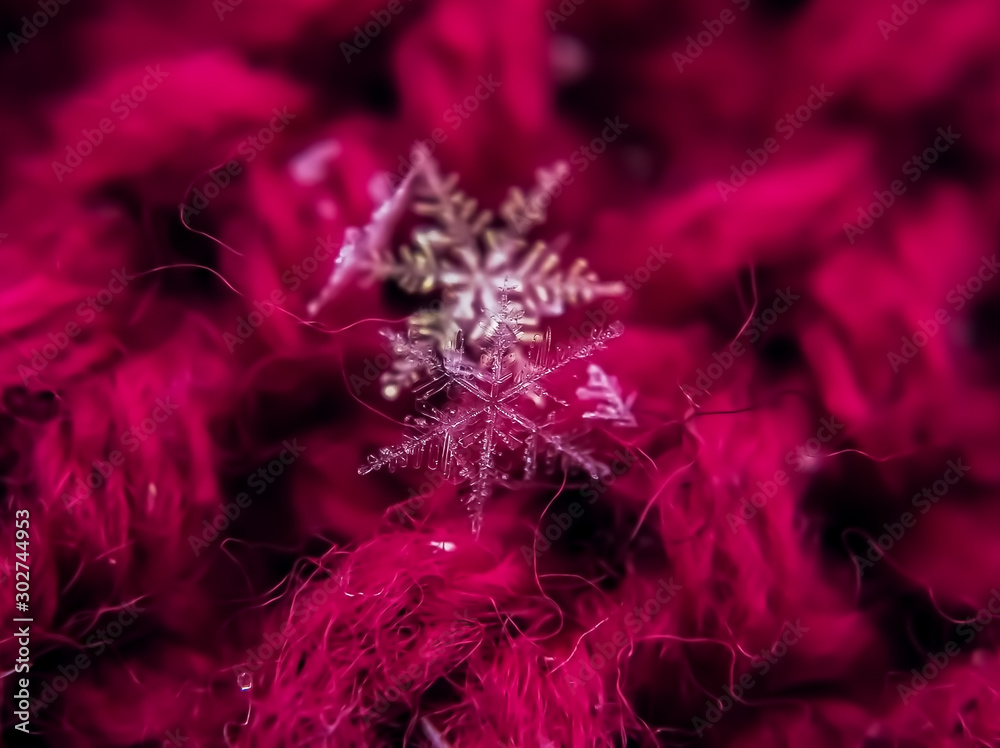 Snowflake beautiful on the red winter background Snowflake beautiful on the red winter background