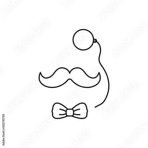 monocular with bowtie and mustache gentleman accessories