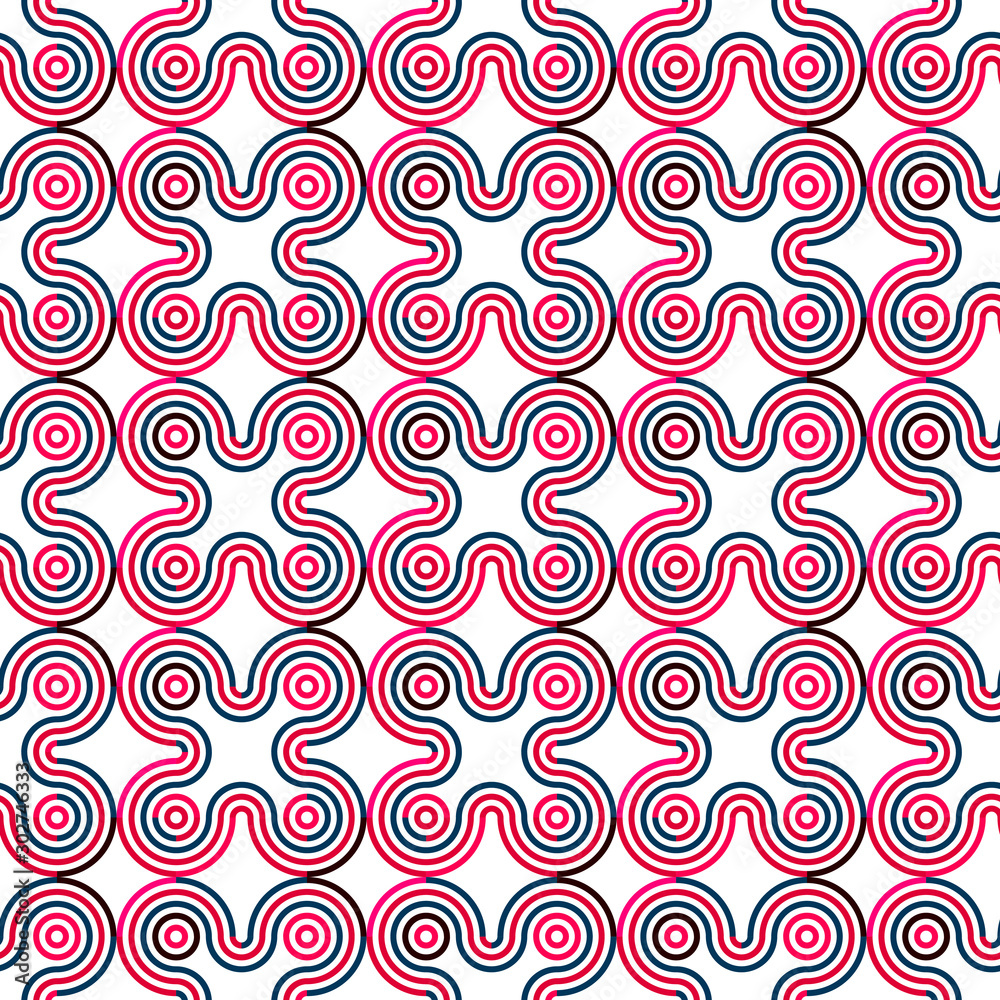 Seamless geometric pattern. Repeating geometric symmetric ornament. Tiled back. Repeatable design for decor, fabric, textile, wallpapers, cloth.