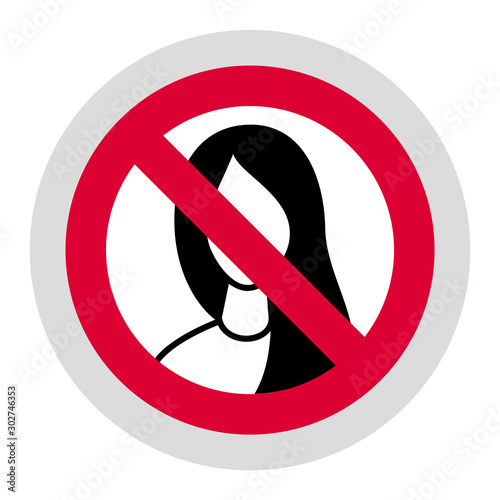 No long hair forbidden sign, modern round sticker