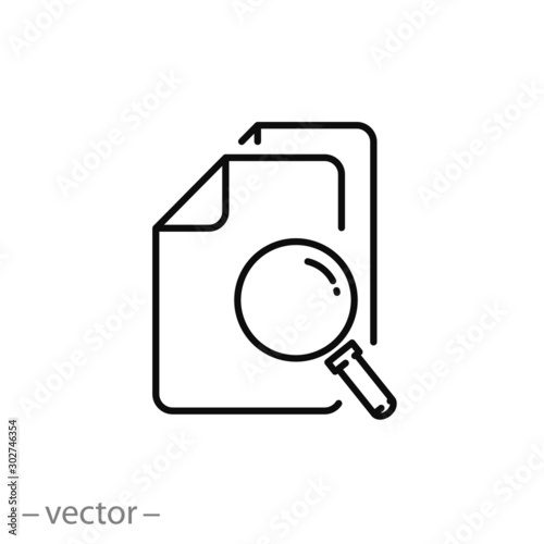 document compliance control icon, result assessment review, financial audit, thin line web symbol on white background - editable stroke vector illustration eps 10